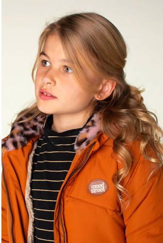 Moodstreet gewatteerde winterjas Jara roestbruin Meisjes Polyester Capuchon 122 128 - Foto 2