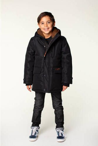 Moodstreet gewatteerde winterjas Jason zwart Jongens Polyester Capuchon 122 128