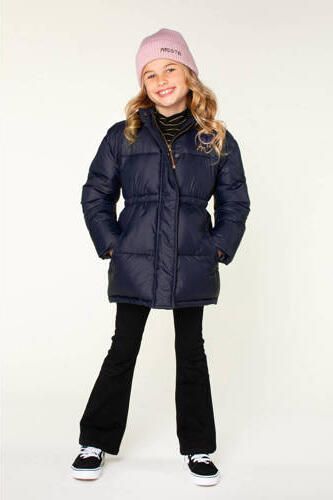 Moodstreet gewatteerde winterjas Juna donkerblauw Meisjes Polyester Capuchon 158 164