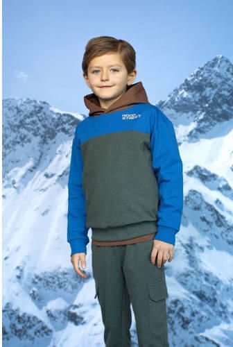 Moodstreet hoodie blauw grijs bruin Sweater Jongens Stretchkatoen Capuchon 122 128 - Foto 2