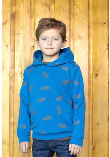 Moodstreet hoodie met all over print felblauw Sweater Jongens Stretchkatoen Capuchon 146 152 - Foto 2