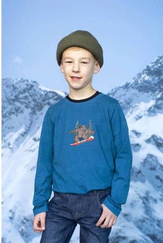 Moodstreet longsleeve met printopdruk felblauw Jongens Stretchkatoen Ronde hals 110 116 - Foto 2