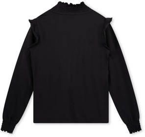 Moodstreet longsleeve zwart Meisjes Katoen Opstaande kraag Effen 110 116 - Foto 2