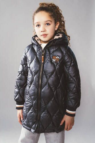 Moodstreet quilted winterjas donkerblauw Meisjes Polyester Capuchon Effen - Foto 3