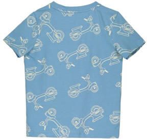 Moodstreet T-shirt met all over print lichtblauw offwhite Jongens Stretchkatoen Ronde hals 110 116 - Foto 2