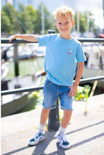 Moodstreet T-shirt met backprint lichtb lauw Blauw Jongens Stretchkatoen Ronde hals 146 152 - Foto 2