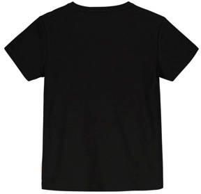 Moodstreet T-shirt met printopdruk zwart roze Meisjes Stretchkatoen Ronde hals 110 116