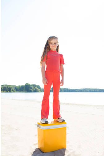 Moodstreet T-shirt met tekst koraalrood Meisjes Stretchkatoen Col Tekst 146 152