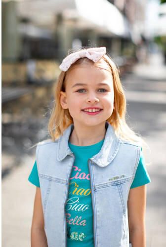 Moodstreet gilet extra light blue Blauw Meisjes Denim Klassieke kraag Effen 122 128