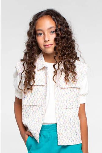 Moodstreet top offwhite Wit Meisjes Stretchkatoen Ronde hals Effen 110 116