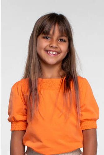 Moodstreet top oranje Meisjes Stretchkatoen Ronde hals Effen 110 116
