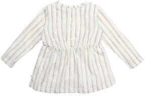 Moodstreet Petit gestreepte baby jurk Olive van biologisch katoen gebroken wit - Foto 2