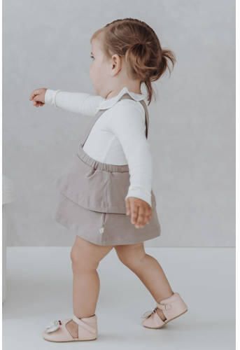 Moodstreet Petit olivia romper Ecru Meisjes Katoen Peter Pan-kraag Bloemen 62 68 - Foto 2