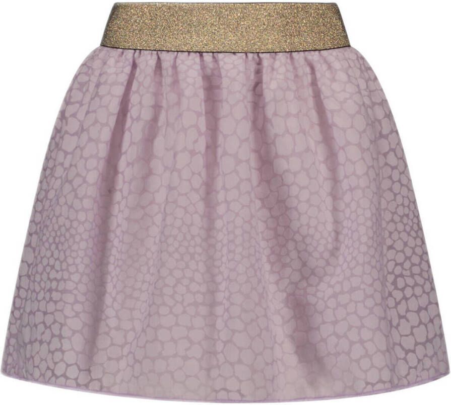 Moodstreet semi-transparante rok met all over print lila Paars Meisjes Stretchkatoen 98 104