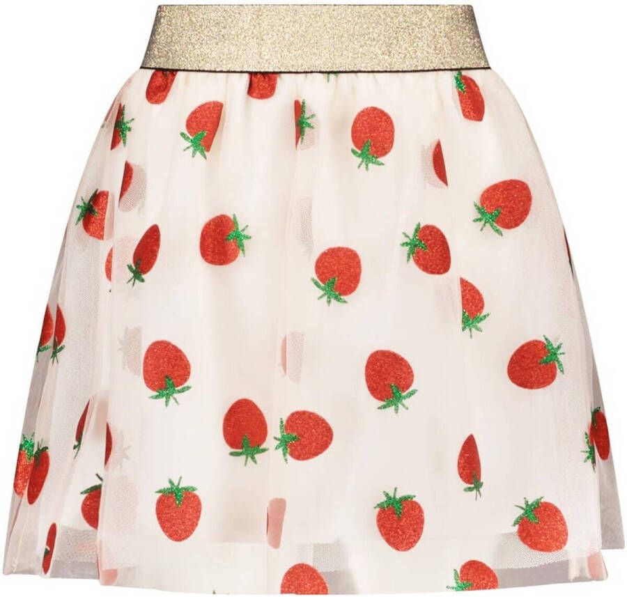 MOODSTREET Meisjes Rokken Triple Layer Tulle Skirt Strawberry Gebroken Wit