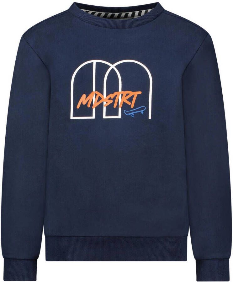 Moodstreet sweater met printopdruk donkerblauw