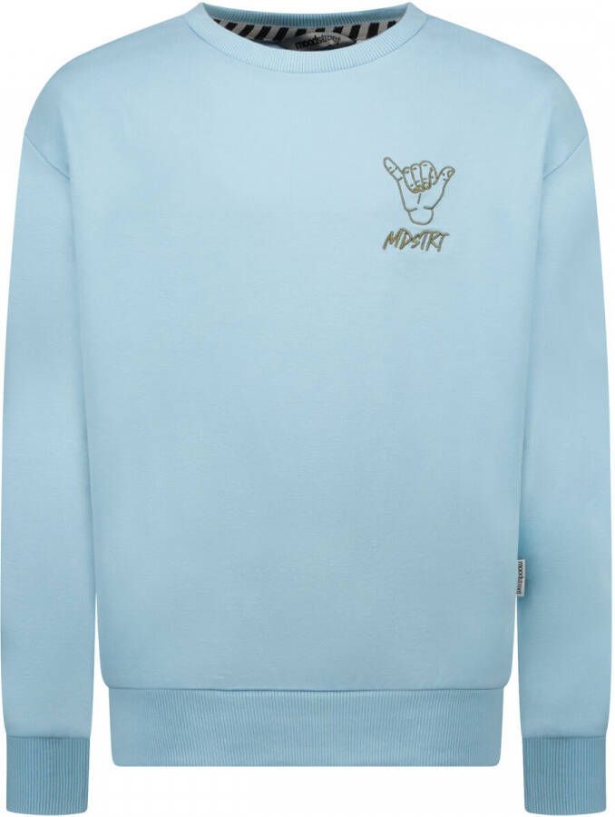 Moodstreet sweater met printopdruk lichtblauw