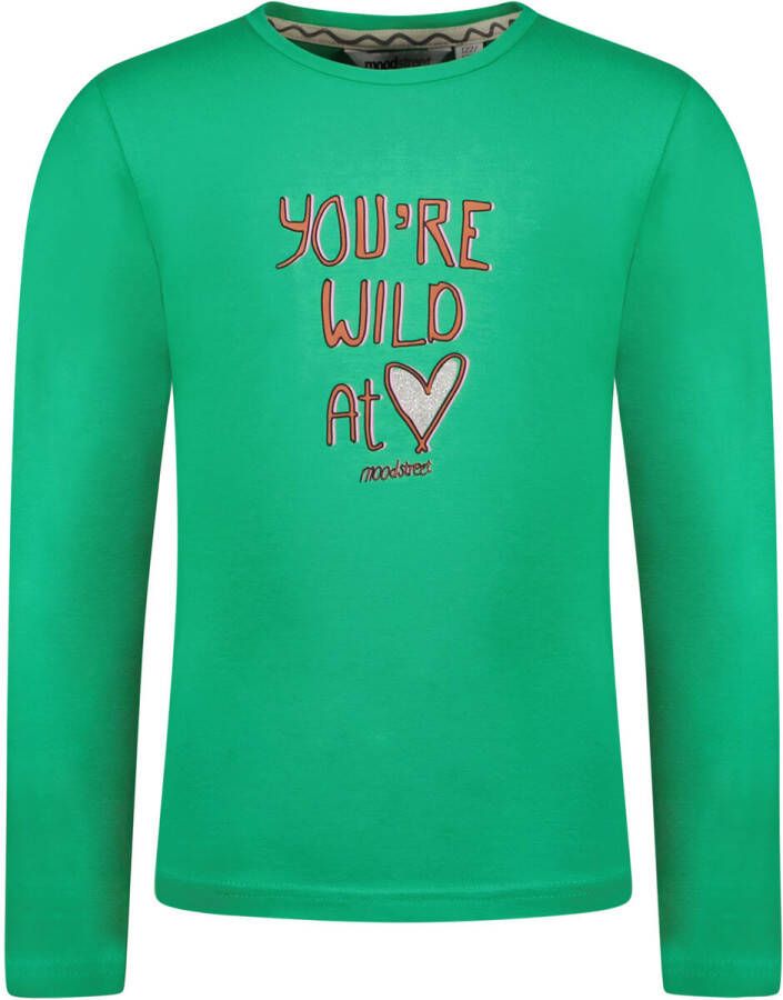 Moodstreet longsleeve met printopdruk groen