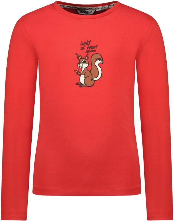 Moodstreet longsleeve met printopdruk rood Jongens Katoen Ronde hals Printopdruk 86-92