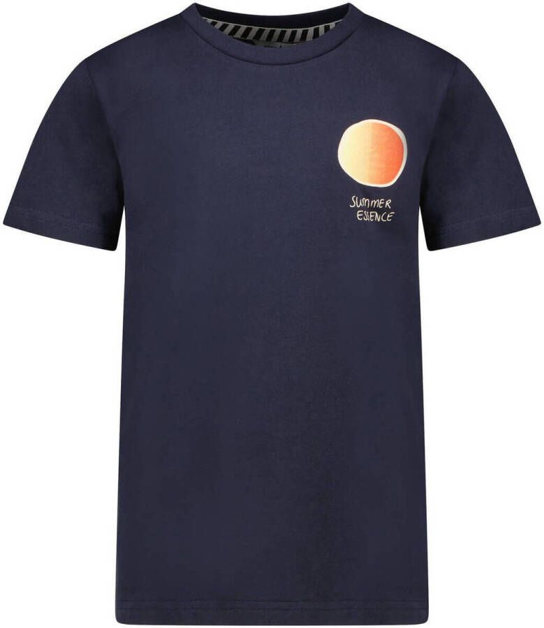 MOODSTREET Jongens Polo's & T-shirts T-shirt With Chest And Back Print Donkerblauw
