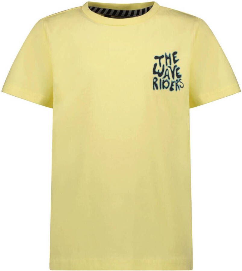 Moodstreet T-shirt met backprint geel Jongens Stretchkatoen Ronde hals 134 140