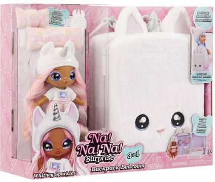 Na! Surprise 3-in-1 speelset met rugzak slaapkamer en Whitney Sparkles met eenhoornthema Modepop