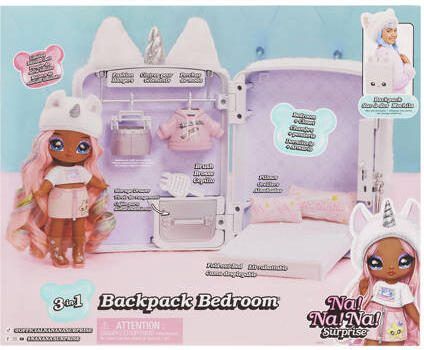Na! Surprise 3-in-1 speelset met rugzak slaapkamer en Whitney Sparkles met eenhoornthema Modepop - Foto 3