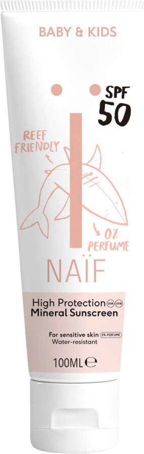 NAÏF zonnebrandcrème 0% parfum voor baby & kids factor 50 100 ml