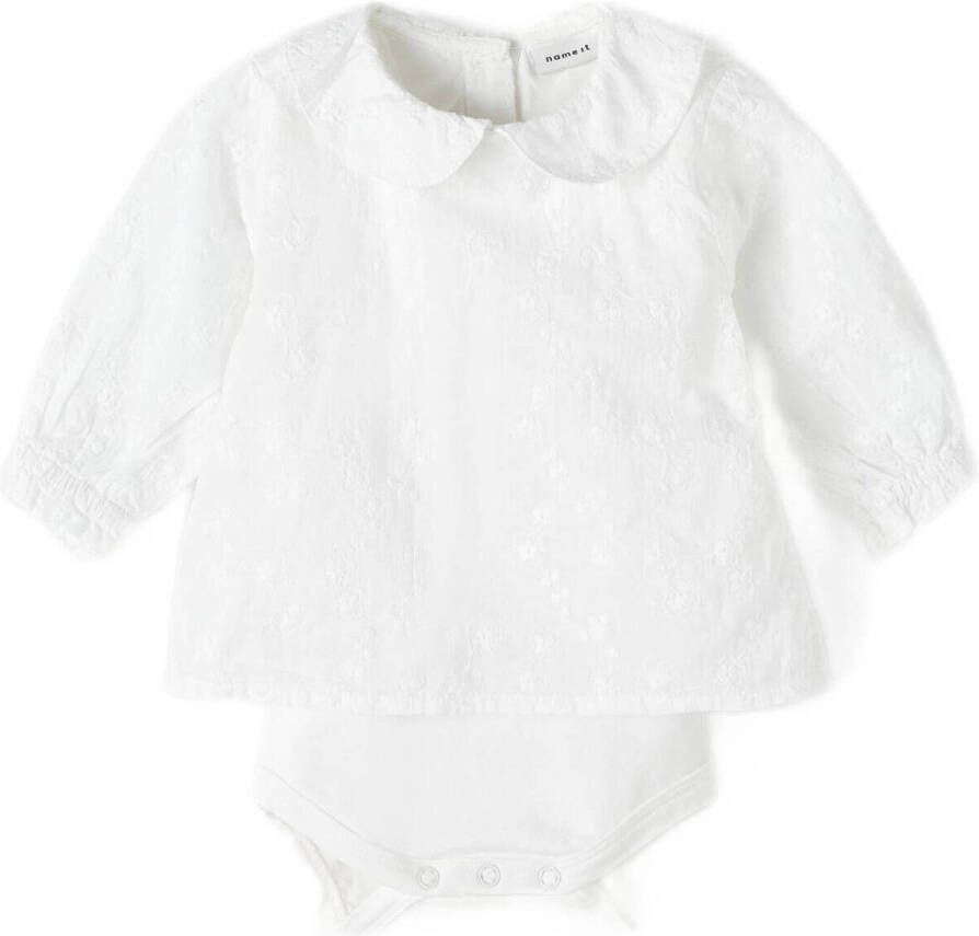 NAME IT BABY romper met blouse NBFDELINER wit
