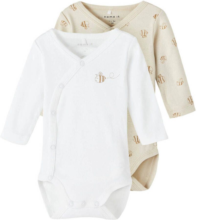 Name It Wikkelrompertje met lange mouwen NBNBODY 2P LS WRAP RAINY DAY BEE NOOS (Set van 2) - Foto 4
