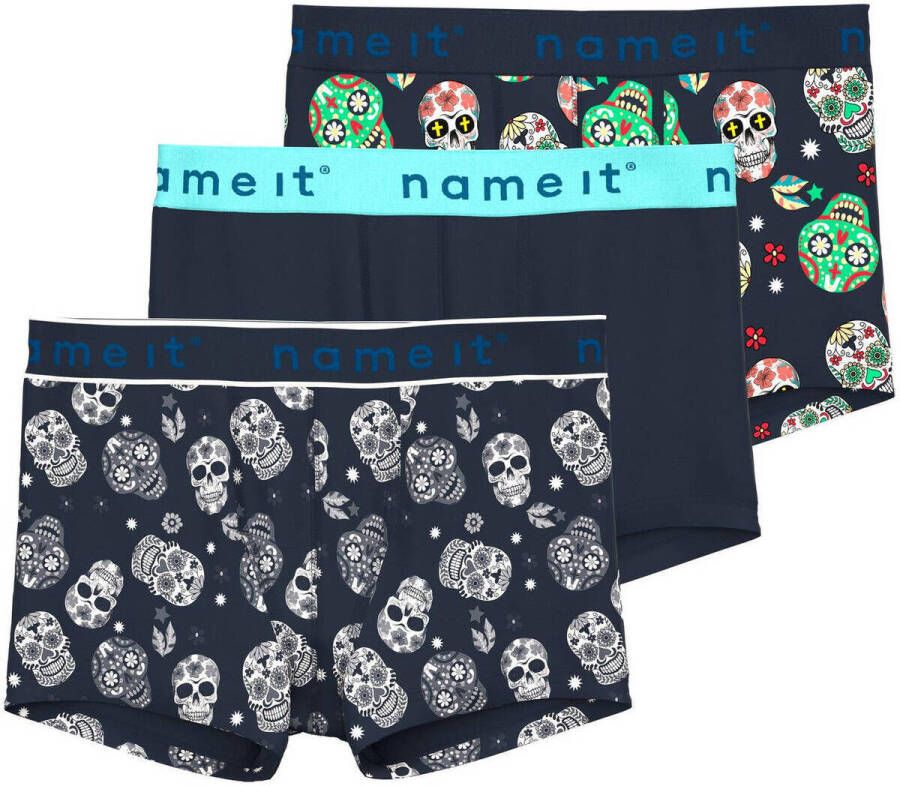 NAME IT KIDS boxershort NKMBOXER set van 3 donkerblauw turquoise groen
