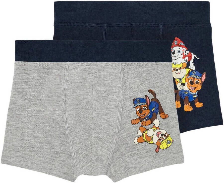 Name it MINI Paw Patrol boxershort NMMJOCUT set van 2 donkerblauw grijs melange Jongens Stretchkatoen 116