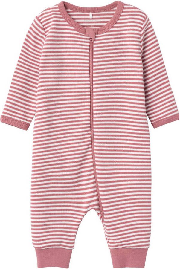 Name it BABY gestreepte baby pyjama NBNNIGHTSUIT roze Onesie Jongens Katoen Ronde hals 104