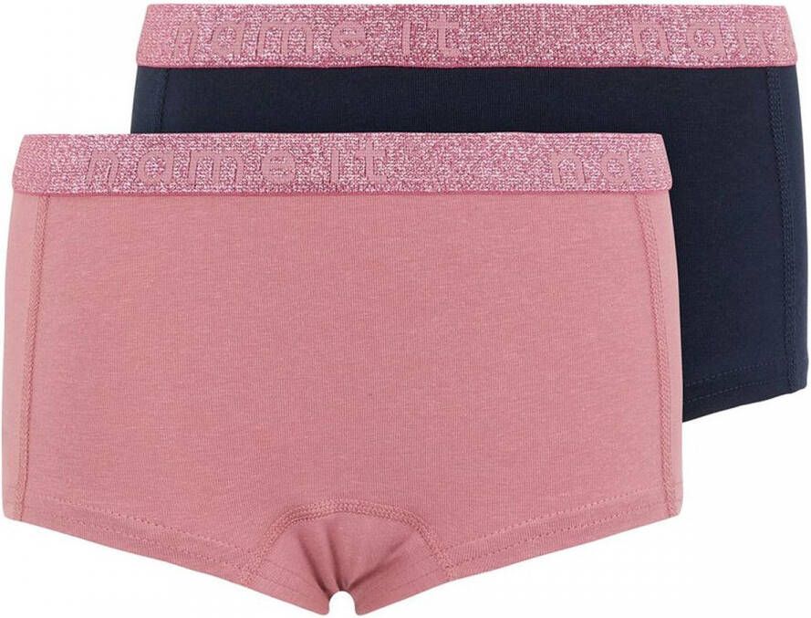 Name it KIDS hipster set van 2 roze donkerblauw Slip Meisjes Biologisch katoen 110 116