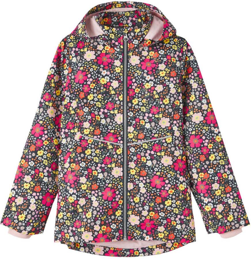 NAME IT KIDS gebloemde zomerjas NKFMAXI van gerecycled polyester donkerblauw multicolor