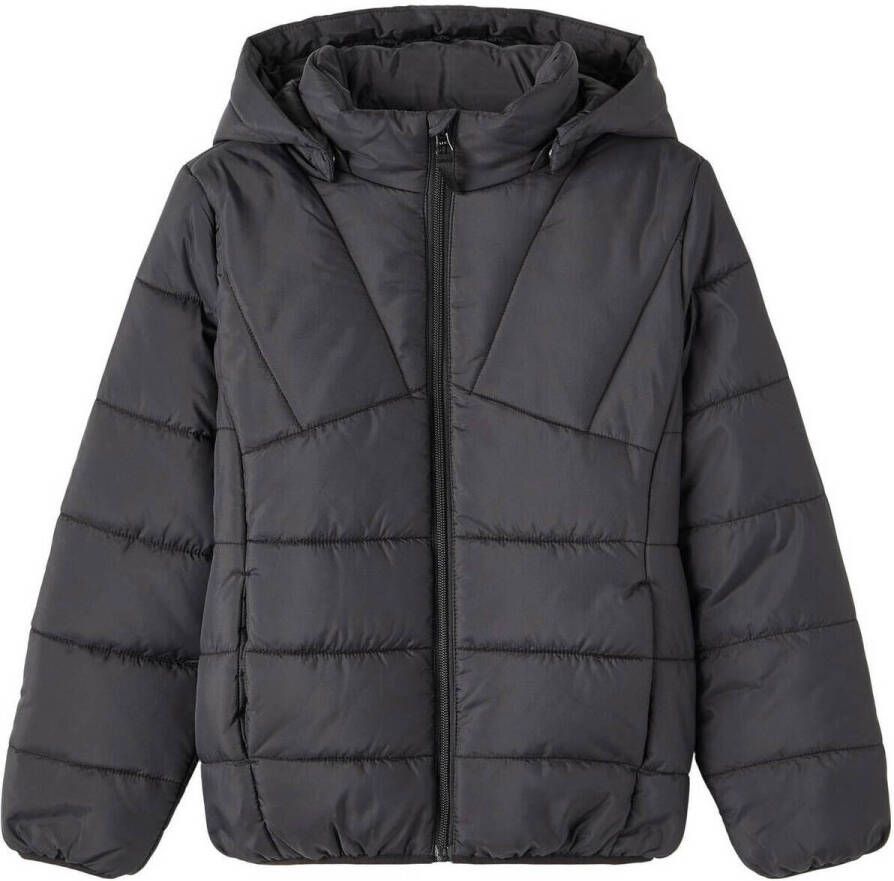 Name it KIDS gewatteerde tussenjas NKMMEMPHIS van gerecycled polyester zwart 128