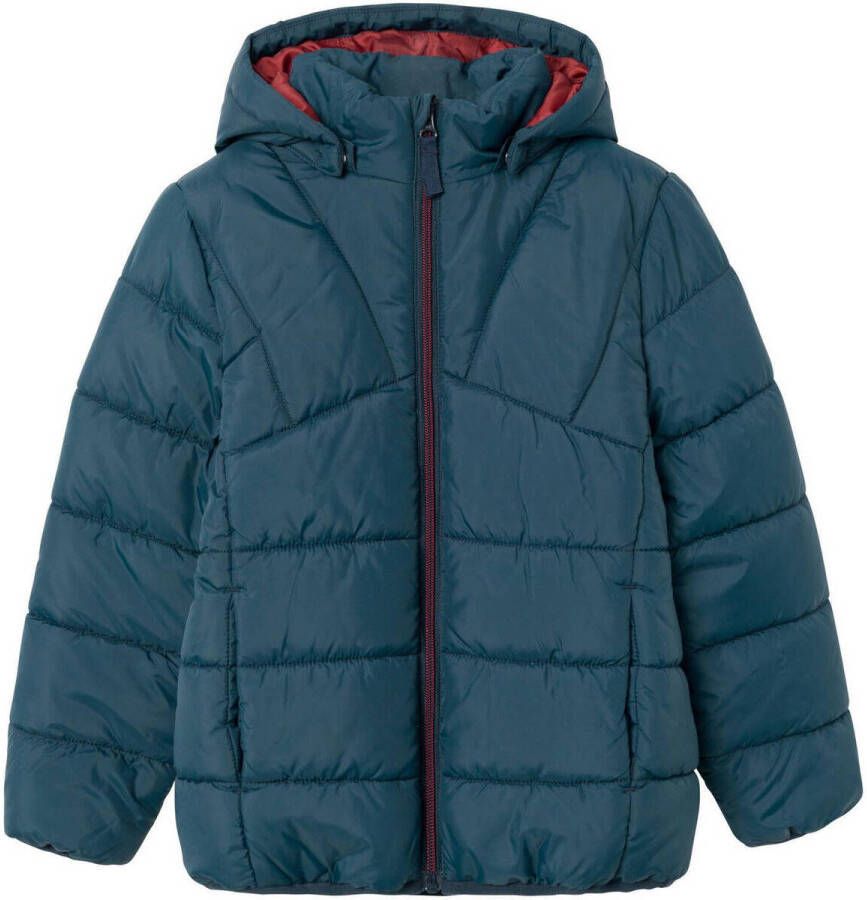Name it KIDS gewatteerde tussenjas NKMMEMPHIS van gerecycled polyester donkerblauw Jongens Gerecycled polyester (duurzaam) Capuchon 116