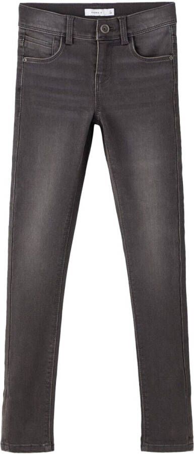 Name it KIDS skinny jeans NKFPOLLY dark grey denim Grijs Effen 104