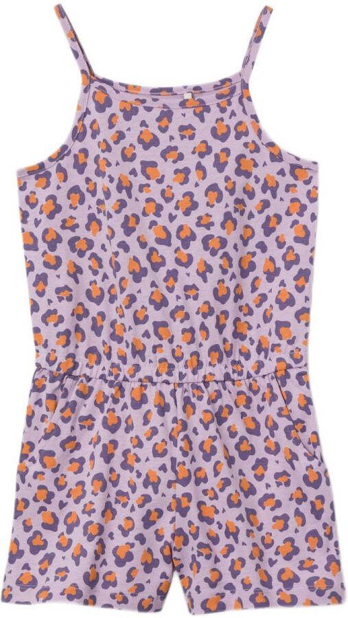 NAME IT KIDS jumpsuit NKFVIGGA met panterprint lila grijs oranje