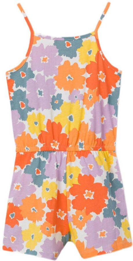 NAME IT KIDS gebloemde jumpsuit NKFVIGGA oranje multicolor
