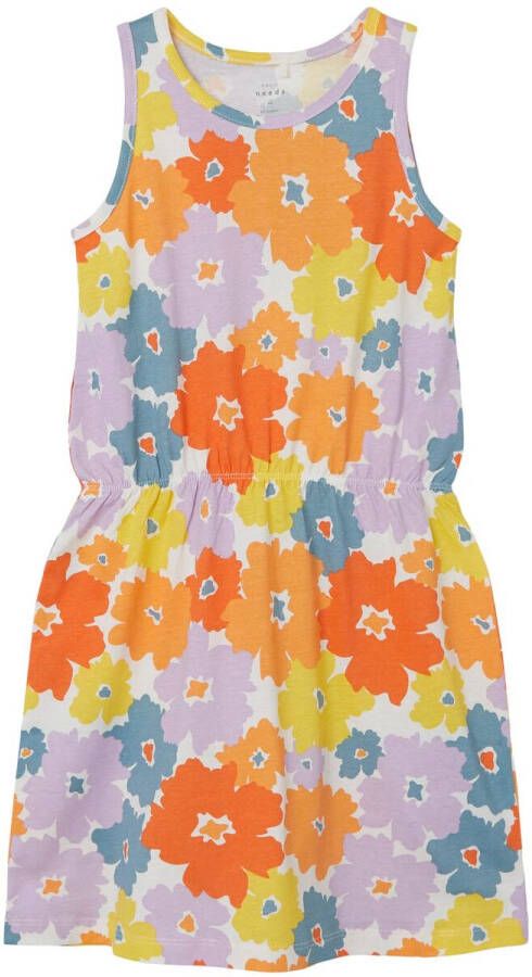 NAME IT KIDS gebloemde jurk NKFVIGGA oranje multicolor