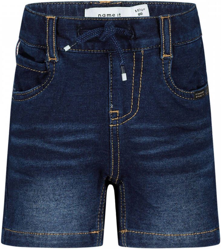 Name it MINI regular fit jeans bermuda NMMRYAN dark denim short Blauw Jongens Stretchdenim 110