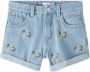 Name it KIDS gebloemde regular fit short NKFBELLA light blue denim Korte broek Blauw Meisjes Stretchdenim 110 - Thumbnail 2