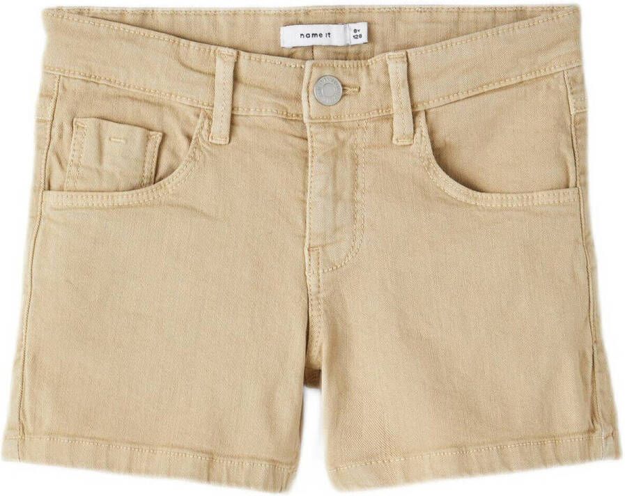 Name it KIDS regular fit short NKFROSE zand Korte broek Beige Stretchkatoen 104