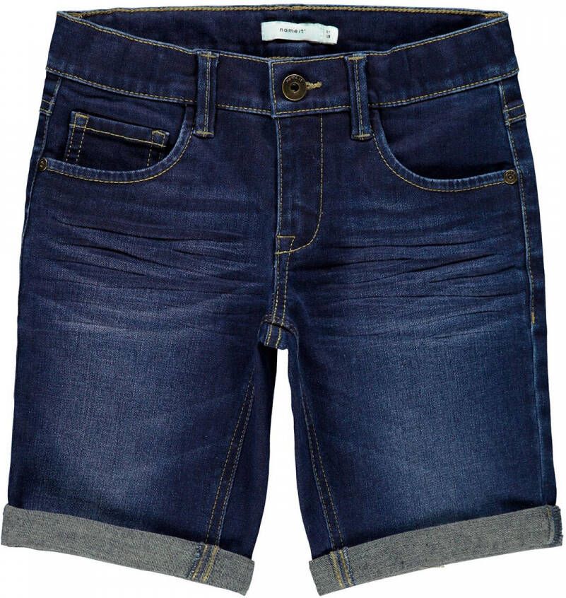 Name it slim fit denim bermuda medium blue denim Korte broek Blauw Jongens Stretchdenim 80