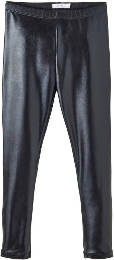Name it KIDS imitatieleren slim fit tregging NKFKIVA zwart Broek Meisjes Imitatieleer 128 - Foto 5