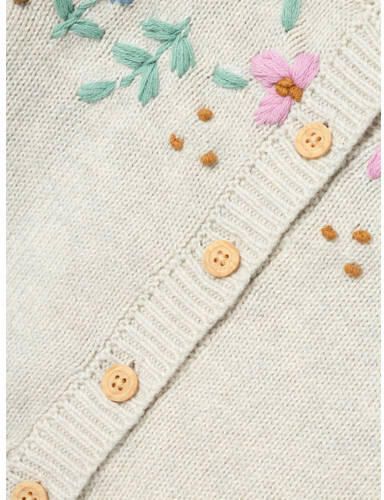 Name it BABY gebloemd gebreid vest NBFKIMMIE beige roze groen Meisjes Katoen Ronde hals 68 - Foto 2