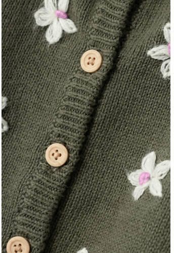 Name it BABY gebloemd vest olijf groen wit roze Meisjes Katoen V-hals 74 - Foto 3