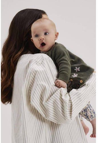 Name it BABY gebloemd vest olijf groen wit roze Meisjes Katoen V-hals 74 - Foto 2