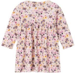 Name it BABY gebloemde baby A-lijn jurk NBFLOSA roze paars Meisjes Katoen Ronde hals 74